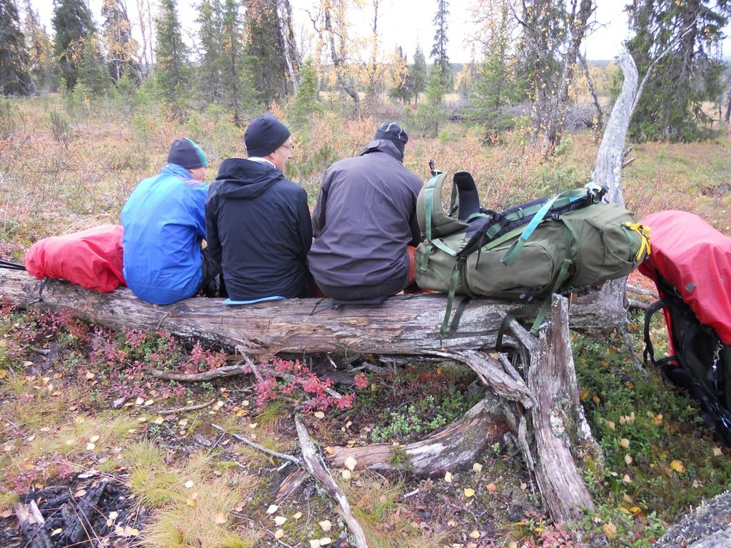 Lauantai 16.9. Peuraselkä Jussinmurusta, laavu Mantoselkä, autiotupa, 16 km. Peuraselästä kohti Mantoselkää polku myötäillen poroaitaa ja välillä pitkospuilla soita ylittäen.