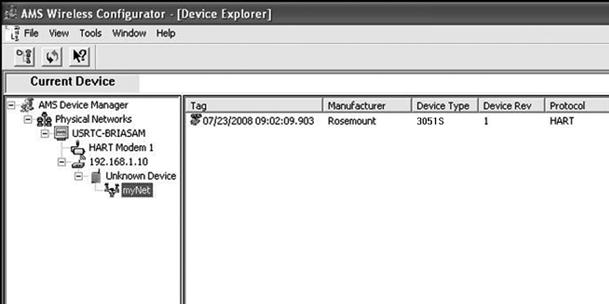 6.4 AMS Wireless Configurator Kun laite on liittynyt verkkoon, se näkyy AMS Wireless Configuratorissa alla olevan kuvan mukaisesti. 6.