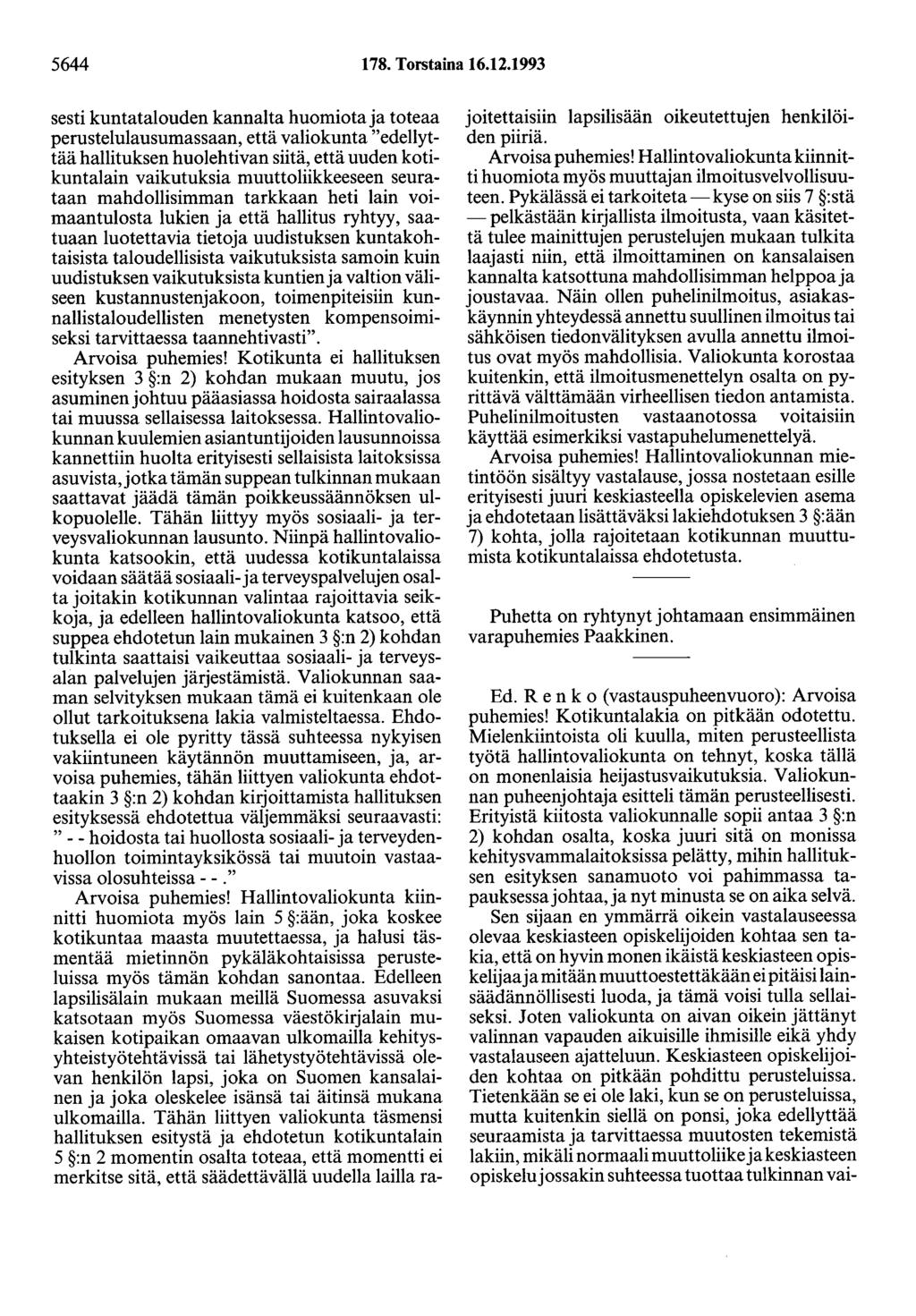 5644 178. Torstaina 16.12.