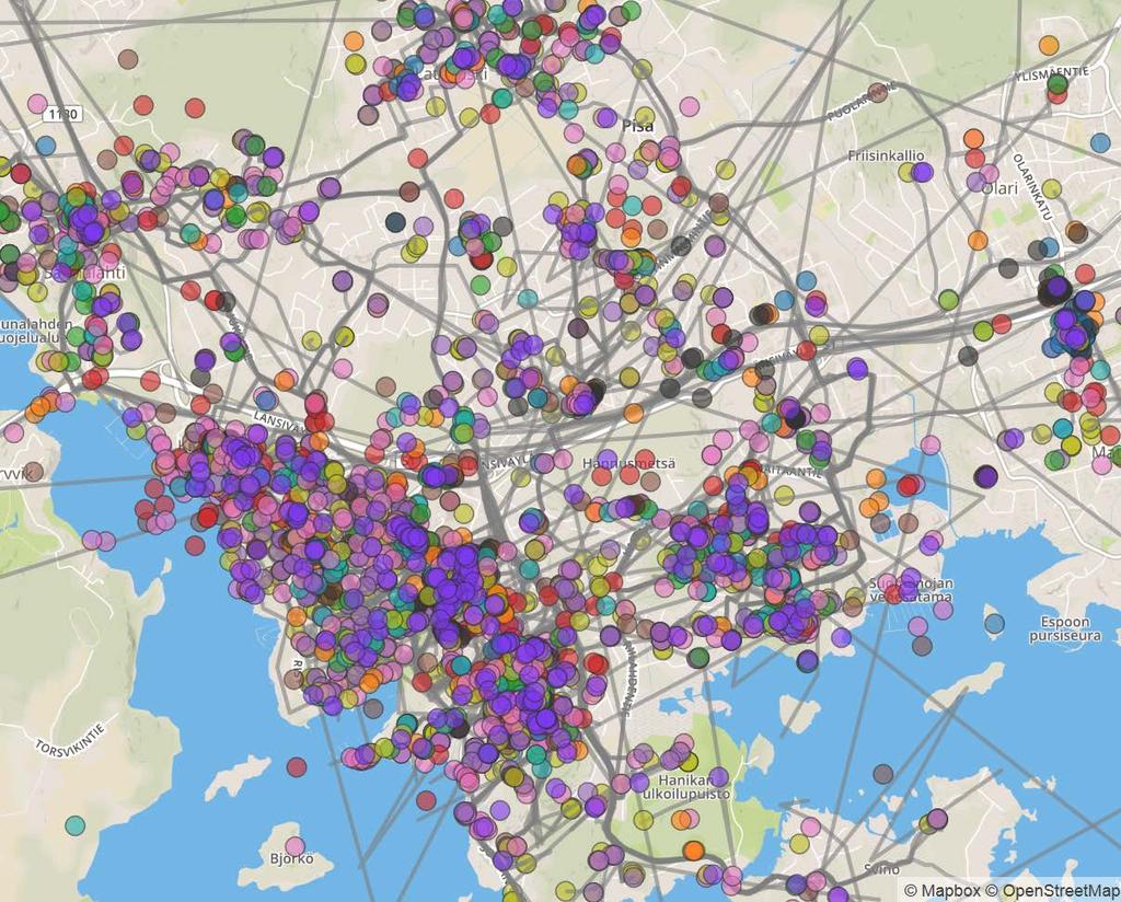 Kaikkiaan yli 7000 merkintää kartalle