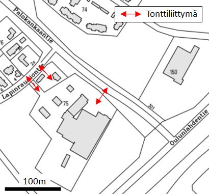 Tie- ja katuverkko sekä liittymät Kohde rajautuu pohjoisessa Palokankaantiehen, joka on pääkatu, ja lännessä Lapinrauniontiehen, joka on Kaakkurinkankaan asuinalueen kokoojakatu.