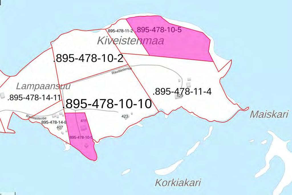 ta-asemakaava eli ranta-asemakaavan laajennus. Kiinteistö 895-478-11-2 on rakentumaton.
