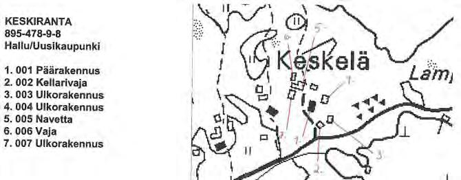 Kiinteistölle 895-478-9-8 on rakennettu asuinrakennus (valmistunut 1915, 81 m²), karjarakennus (142 m²), karjahuone (79 m²), kanala (64 m²), riihi/lato (54 m²) sekä varasto (29 m²).