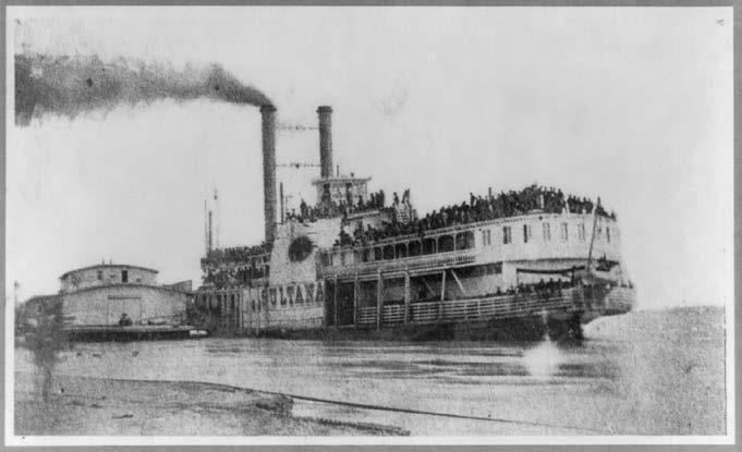Höyrylaivan räjähdys johti paineastioiden standardisointiin Höyrylaiva Sultana oli huhtikuussa 1865 matkalla Mississipillä Yhdys valloissa.