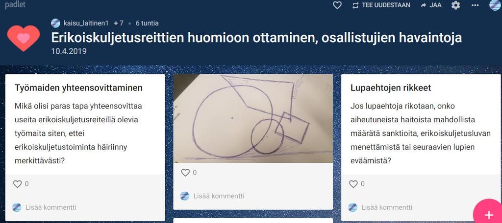 Tiedon ja oivallusten määrän räjäyttämiseksi käy heittämässä omat tuotoksesi seinälle Kommentti: