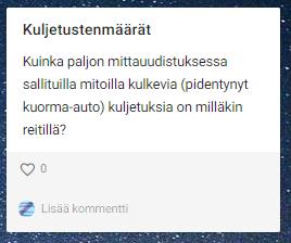 on saatavissa, mutta kuljetusten määrää ei