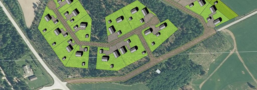 Työpaikka-alue sijoittuu luontevasti läheisen maa-aineisten ottoalueen ja yrityshallien läheisyyteen metsän keskelle erilleen asuinalueista.