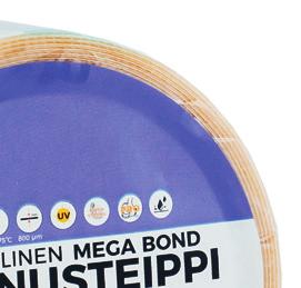 KAKSIPUOLINEN TEIPPI KAKSIPUOLINEN MEGA BOND ASENNUSTEIPPI SRS322 Erittäin vahvalla MEGA BOND- teipillä voidaan kiinnittää lähes mitä tahansa.