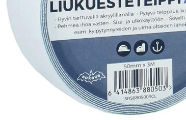 LIUKUESTETEIPIT LIUKUESTETEIPPI AQUA - SRS880 Liukuesteteippi AQUA soveltuu kosteisiin ympäristöihin, kuten uima-altaiden, kylpyaeiden ja kylpytynnyreiden ympärille ja jopa veneisiin sekä paikkoihin,