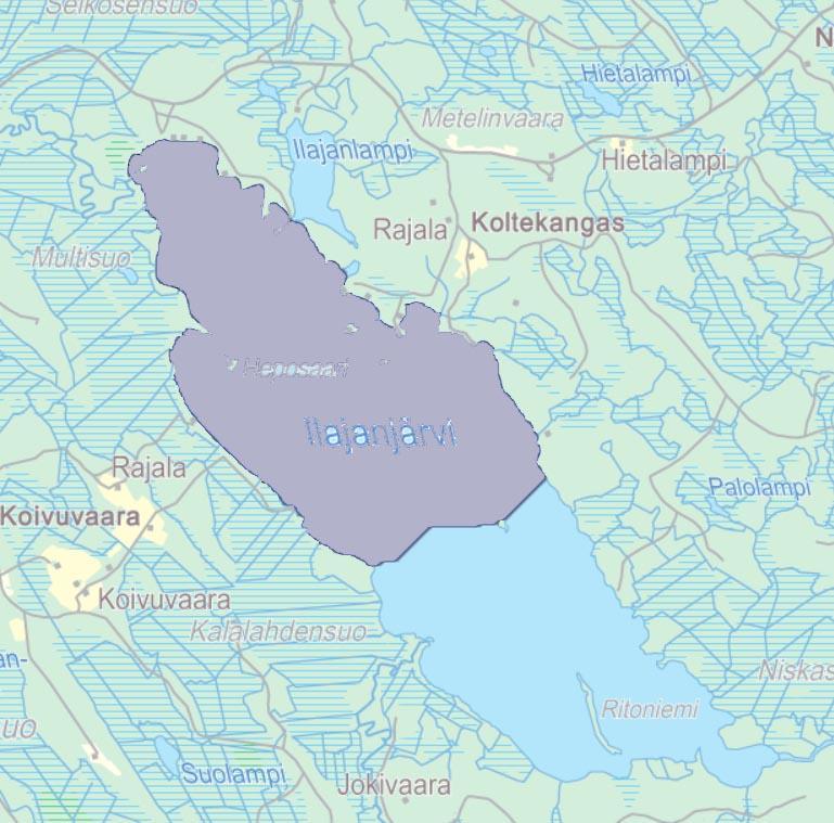 Kartta 2. Koekalastusalue Ilajanjärvessä 2.4 Kalastustiedustelu Kalastustiedustelu tehdään vuoden 2016 alussa edellisen vuoden tiedoista ja sen jälkeen viiden vuoden välein.