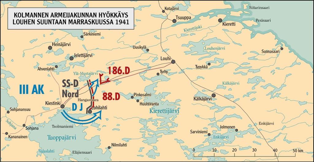 VON FALKENHORSTIN JA SIILASVUON OMA SOTATOIMI LOKA- MARRASKUUSSA 1941 - alkoi Lohilahden suunnalla lokakuun lopulla ja Kiestingin suunnalla 1.11.