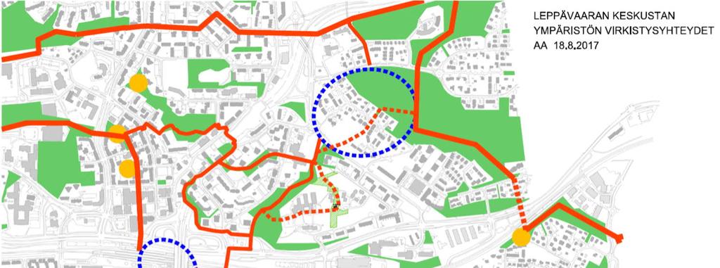 13 (27) Kuva: Leppävaaran keskustan ympäristön virkistysyhteydet.
