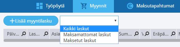 Voit muuttaa jo laadittuja laskuja valitsemalla ko. laskun rivin laskulistalta (Myynnit/ Myyntilaskut) ja painamalla Muuta-painiketta. Muista tallentaa lasku tehtyäsi tarvittavat muutokset.