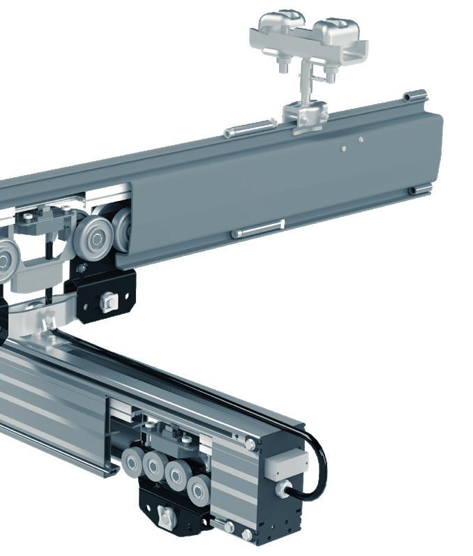 KEVYT SISÄINEN VIRTAKISKO VAKIONA PROFIILEILLE 4, 5, 200 JA 260. LIGHTWEIGHT INTERNAL CONDUCTOR RAIL AS STANDARD FOR PROFILES 4, 5, 200 AND 260.