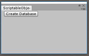 21 ScriptableObjectDatabase Editor -nappulaa (kuva 13) painamalla aukeavan ikkunaan tulevat näkyviin kaikki tallennusjärjestelmän tiedot, jos sellainen on jo luotu.