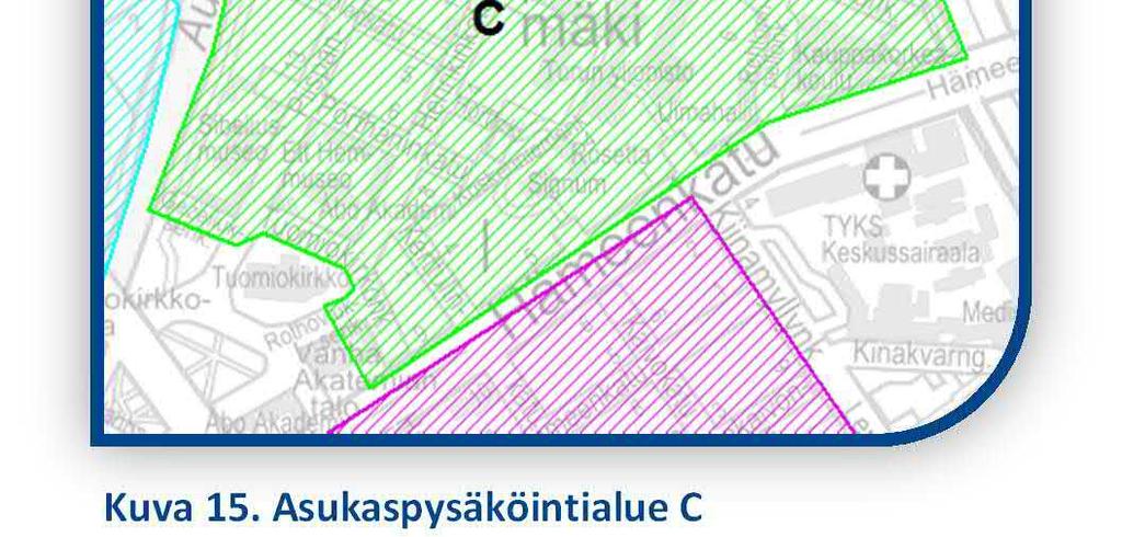 Alueella on tarve lisätä myös asiointipysäköinnin mahdollisuutta, joten alueella tarvitaan myös asukaspysäköintipaikkoja.