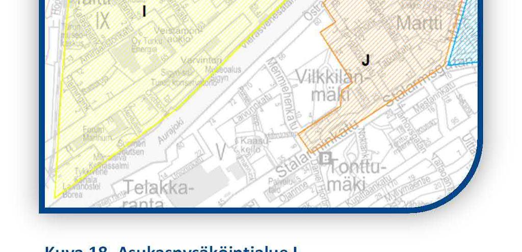 Tällä alueella on puutalojen lisäksi uusia asunto-osakeyhtiöitä, joilla on pysäköintipaikat tonteilla. Alueella on tarvetta työmatkapysäköinnin vähentämiselle.