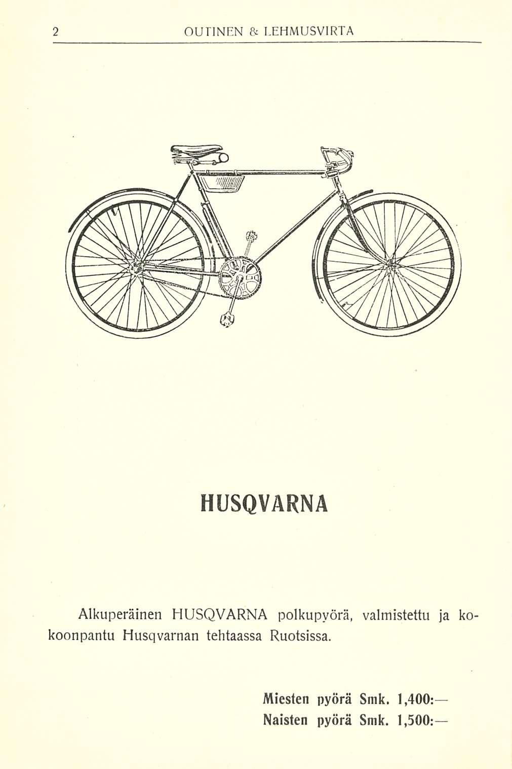 HUSQVARNA Alkuperäinen HUSQVARNA polkupyörä, valmistettu ja kokoonpantu