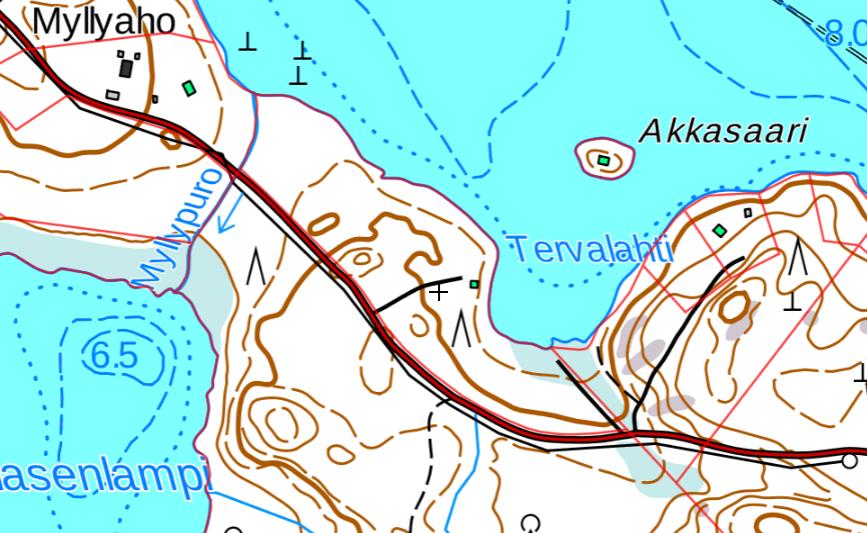 Enon taajamaan on matkaa tietä pitkin noin 4,8 km. Kuva 1. Karttaote Enon alueelta.