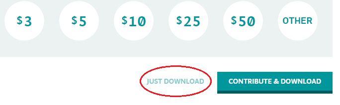 Seuraavalla sivulla klikkaa linkkiä just download (tai Contribute
