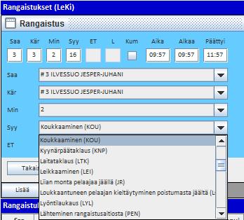 RANGAISTUKSEN MERKINTÄ TARKISTA AIKA Rang.