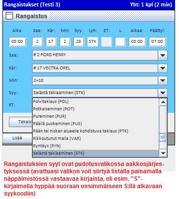 RANGAISTUKSEN MERKINTÄ Jos valitset