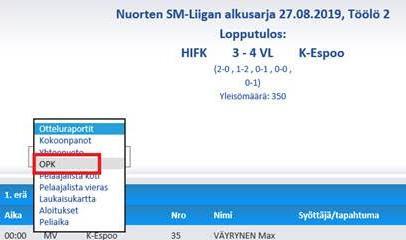 Avaa pöytäkirja tuomareiden tarkastettavaksi