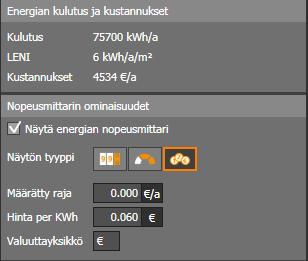 63 tunteihin ja himmennysarvoihin. DIALux evoon on suoraan sisäänrakennettu valmiit käyttötuntiajat eri valaistusolosuhteille. Tässä ulkovalaistukselle oli määritelty 4 400 tuntia.