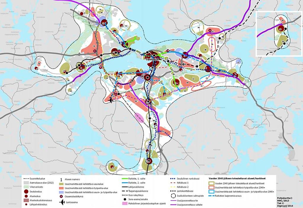 Havaintoja: raitiotie & strateginen maankäytön suunnittelu (1/2) Tampereen kantakaupungin yleiskaava