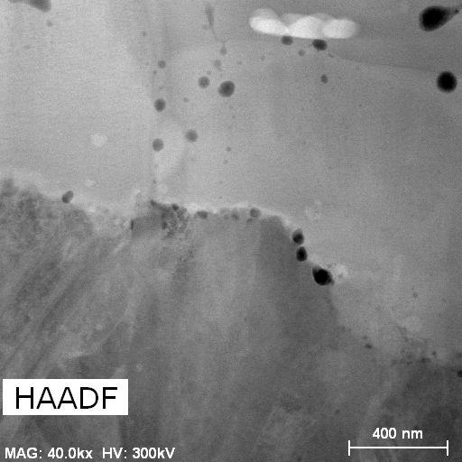 cation. STEM-HAADF picture of the Cu-IMC interface in A-1 in Figure 50 reveals that some of the voids are closed and some of the voids are through-voids.