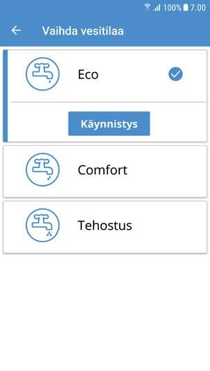 High (Korkea) Käytä tätä, kun tarvitset tilapäisesti korkeampaa ilmanvaihtotehoa. Kun sinulla esimerkiksi on vieraita, jolloin paikalla on tavallista enemmän ihmisiä, tai käyt suihkussa.