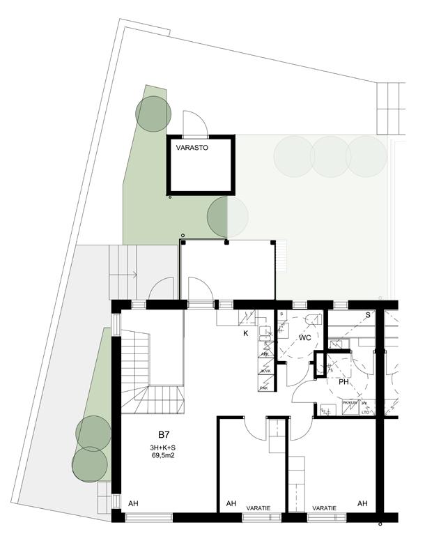 3huonetta & keittiö ja sauna 69,5 m2 Sisäänkäynti