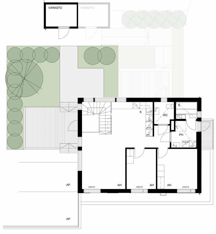 3huonetta & keittiö ja sauna 74,5 m2 1-kerroksen asuntoon
