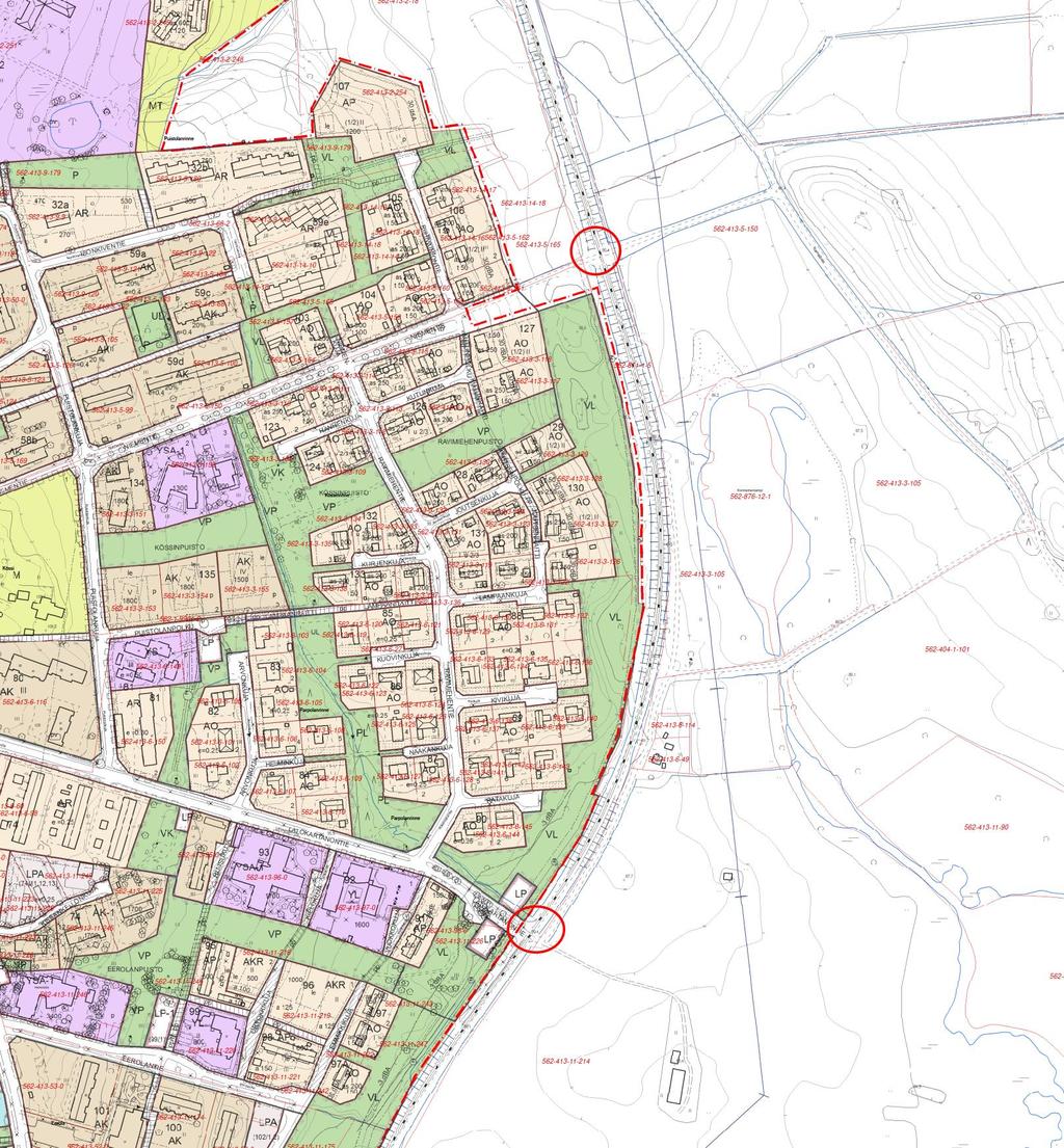 Kaavoitustilanne Parpolan ja Mäkelänrinteen tasoristeykset eivät sijaitse asemakaavaalueella, mutta aivan kaava-alueen