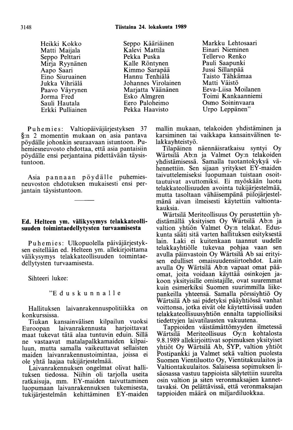 3148 Tiistaina 24.