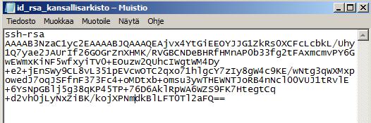 Maalaa "Public key for pasting into OpenSSH authorized_keys file"-kentästä kaikki teksti hiirellä ja kopioi se leikepöydälle näppäinyhdistelmällä Ctrl+C.