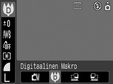 Suurennettujen lähikuvien ottaminen (Digitaalinen Makro) Kuvaustila Laajakulman suurimmalla asetuksella voit kuvata 2 60 cm:n etäisyydellä objektiivista olevia kohteita.