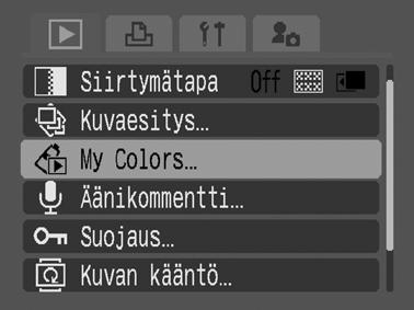 Tehosteiden lisääminen My Colors -toiminnolla Voit lisätä tallennettuihin kuviin (vain valokuviin) tehosteita käyttämällä My Colors -toimintoa. Käytettävissä ovat alla olevat My Colors -tehosteet.