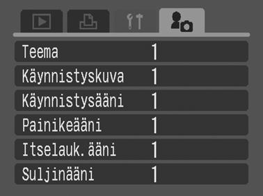Kameran mukauttaminen (Minun kamerani -asetukset) Minun kamerani -asetusten avulla voit mukauttaa käynnistyskuvan sekä käynnistys-, painike- ja suljinäänet.