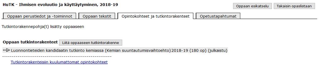 Saat ilmoituksen tutkintorakenteen lisäämisen onnistumisesta.