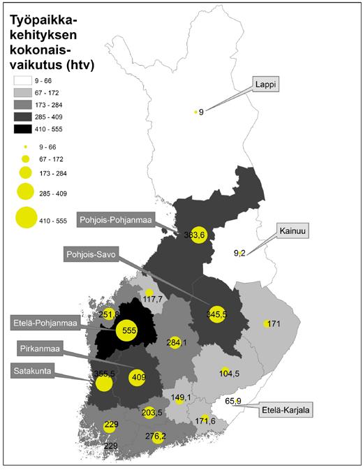 Vaikutukset kertaantuvat aluetalouksissa Aluetalouslaskenta sisältää suoran vaikutuksien maakunnissa tuetuissa yrityksissä, mutta myös kertaantuvan epäsuoran vaikutuksen.