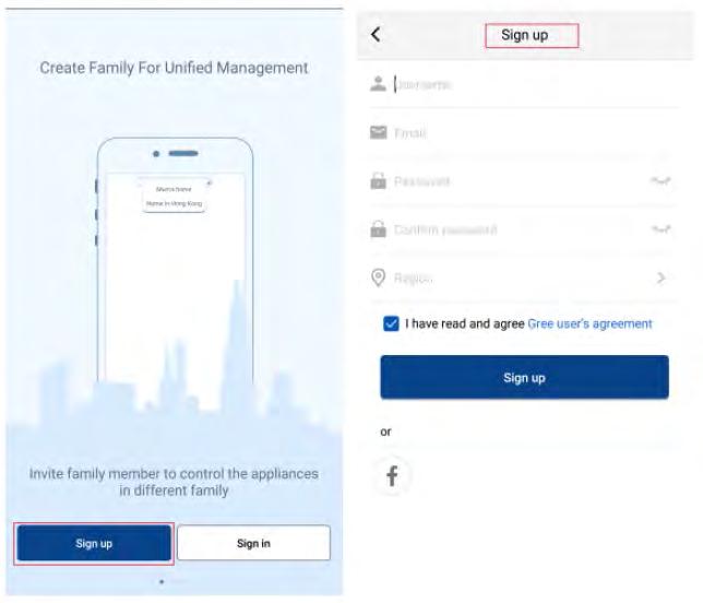 2. Asennuksen jälkeen, avaa "EWPE SMART" ja luo käyttäjätunnus klikkaamalla Sign up: Älä käytä käyttäjätunnuksena omaa nimeäsi äläkä
