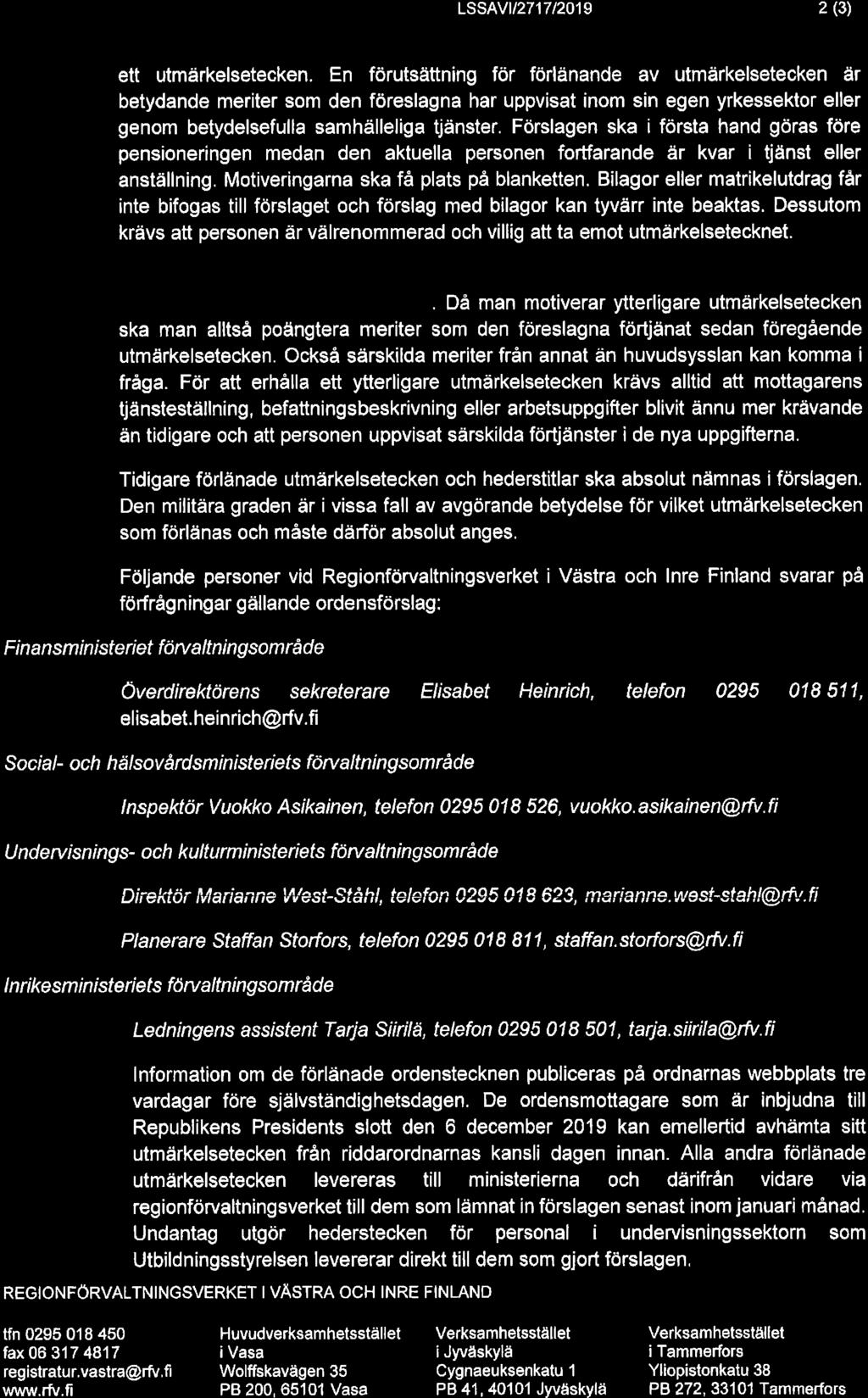 LSSAVT/271712019 2 (3) ett utmärkelsetecken.