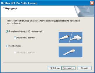 Windows USB 6 PaperPort SE:n asennus alkaa automaattisesti, ja sen jälkeen asennetaan MFL-Pro Suite.