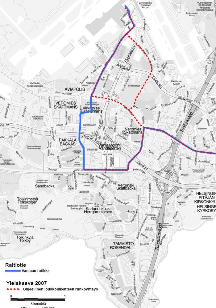 Vantaan ratikka Aviapolis Raitiotiemerkintänä raitiotien yleissuunnitelman