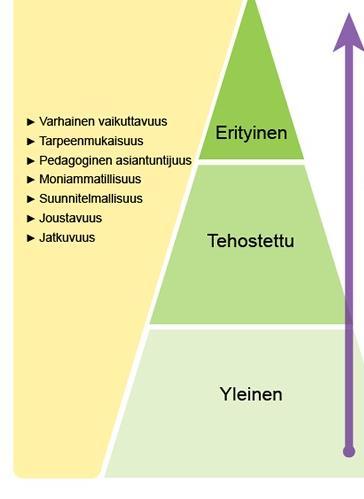 65 Lisääntyy Yksilöllisyys Erityispedagogisuus Pitkäjänteisyys Intensiivisyys Lapsen tuen tarpeen arvioimiseksi on käytössä Tuen seurannan lomake, jonka avulla voidaan kartoittaa päivittäisten