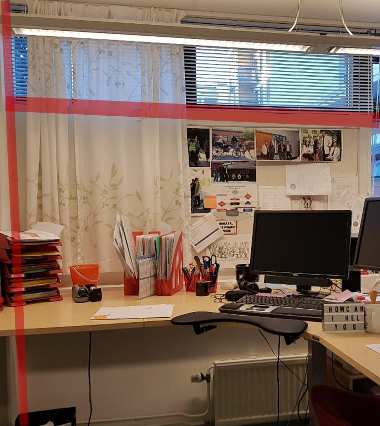 ONTELOTILAAN Tila alipaineistettiin tutkimuksien ajaksi. Paine-ero -9-11Pa.