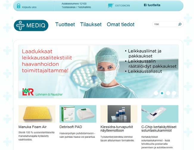 Webshopin käyttöohje SISÄÄNKIRJAUTUMINEN Kirjaudu nettikauppaan kotisivuiltamme osoitteessa www.mediq.fi g Webshop Tähän tarvitset käyttäjätunnuksen ja salasanan, jotka olet saanut sähköpostiisi.