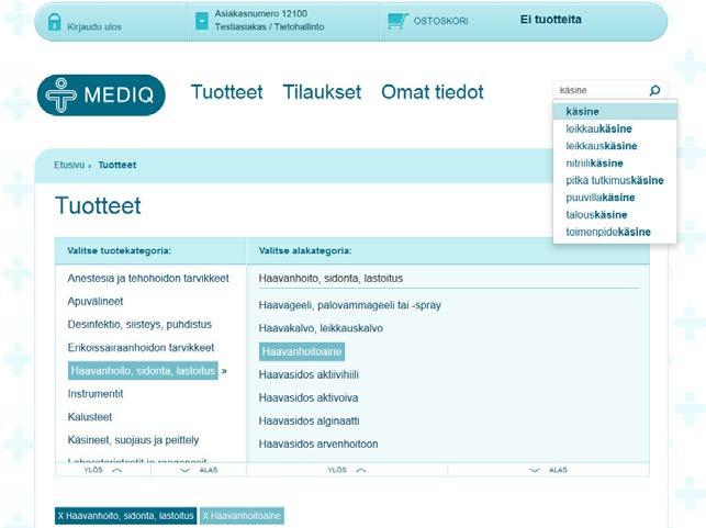 Saat tuotevalikoiman näkyviin, kun valitset ja klikkaat haluamaasi tuotekategorian otsikkoa ja sen vierestä avautuvan alakategorian otsikkoa.