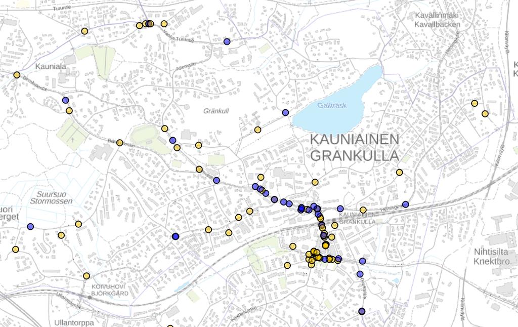 Onnettomuuksien sijainti vuosina 2009-2018 Henkilövahinko-onnettomuudet